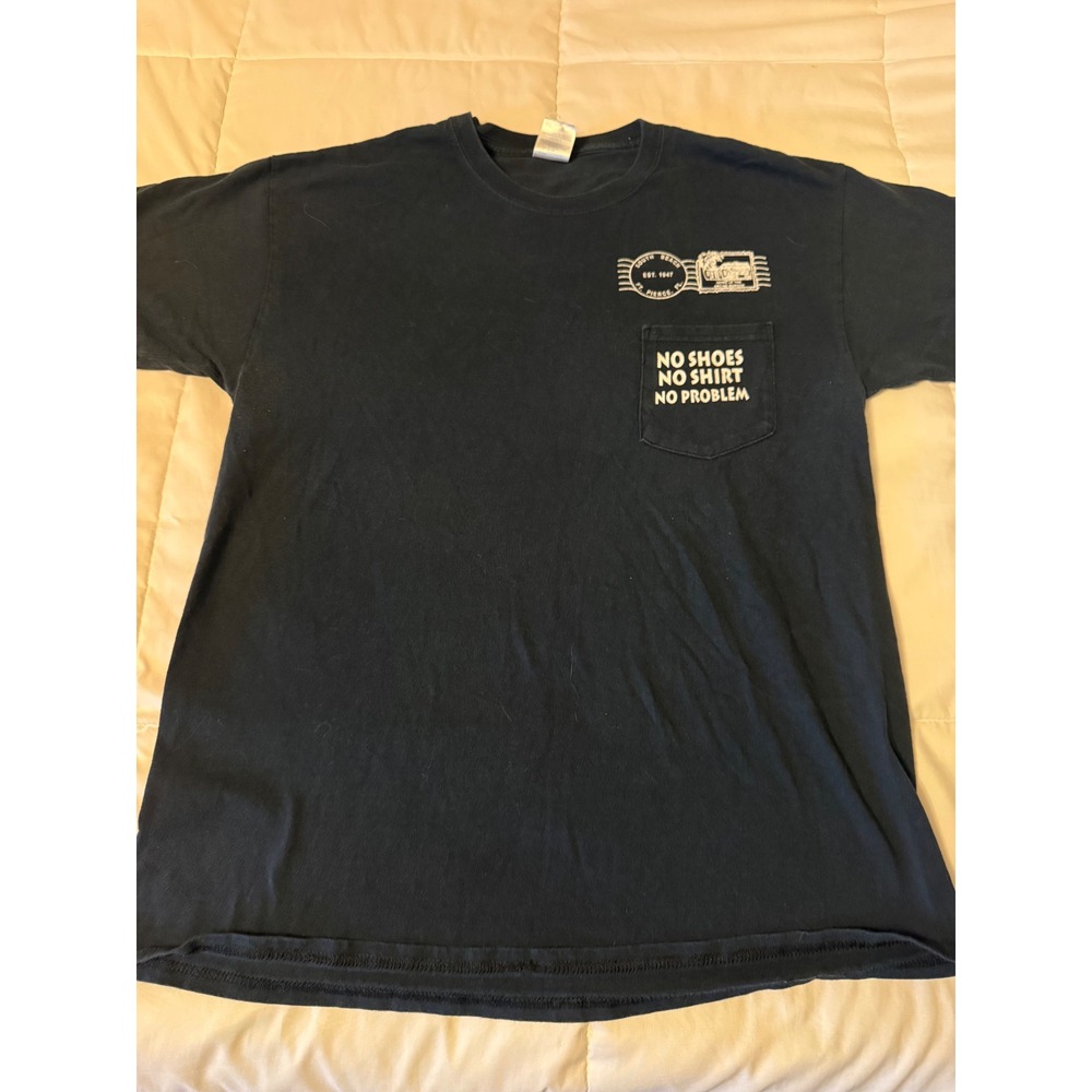 Archies Seabreeze Ft Pierce FL Biker Graphic Pocket T-Shirt Mens L Black Gildan